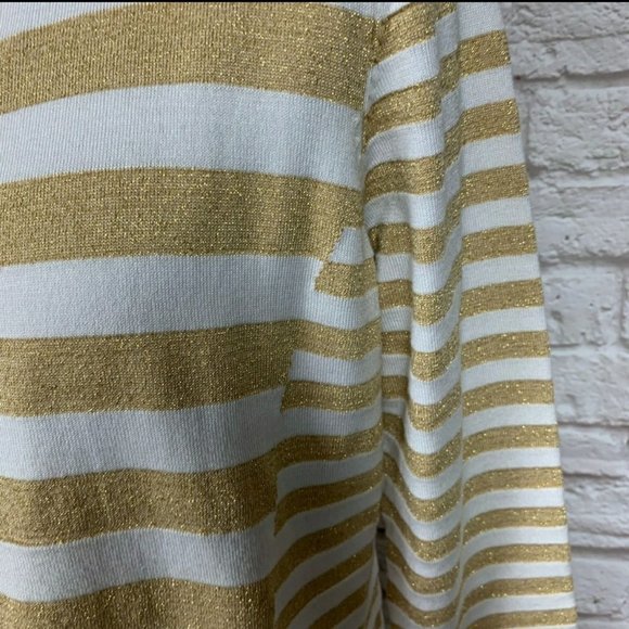 Belldini plus size sweater jacket full zip gold stripe metallic cardigan sz XXL - Picture 7 of 9